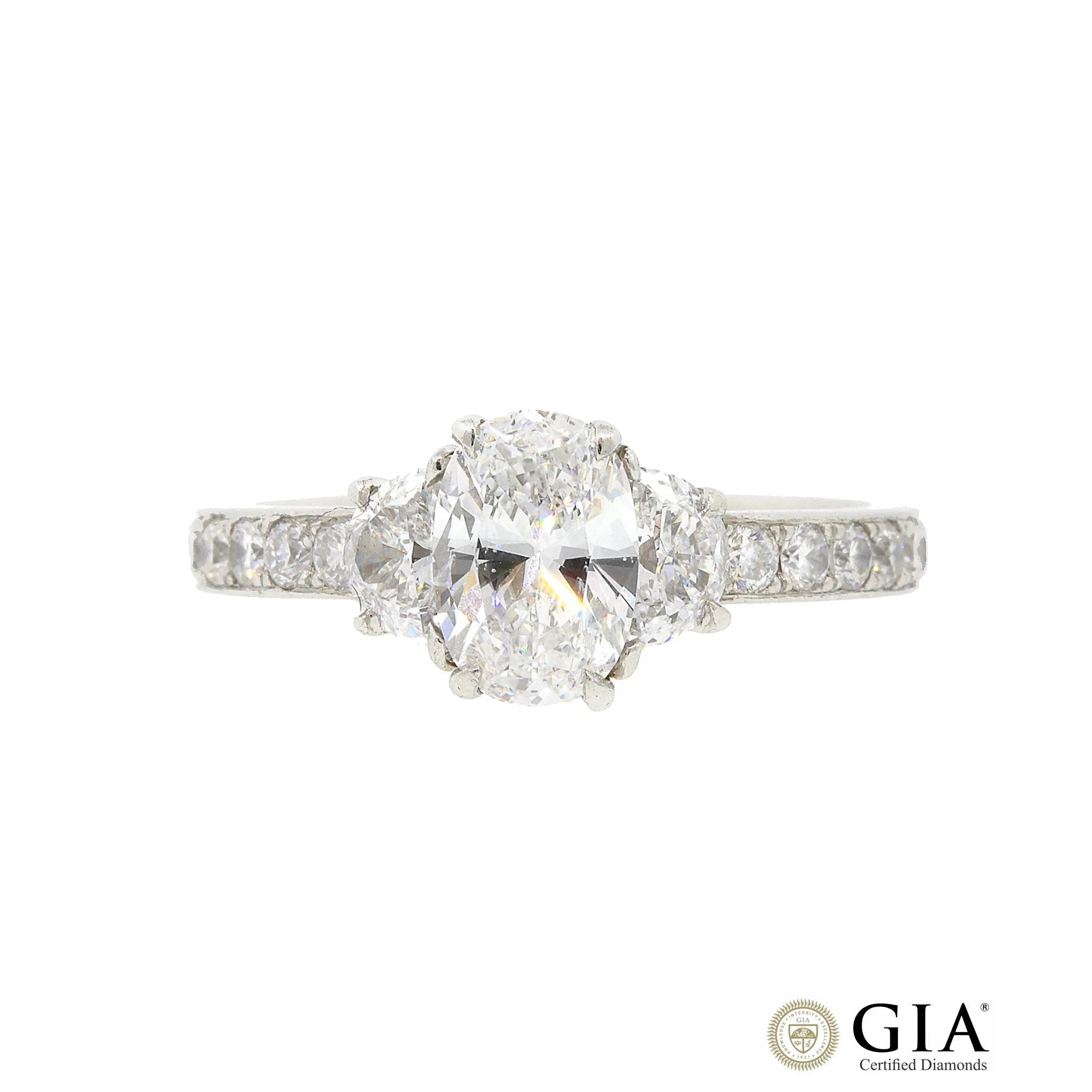 GIA Certified 1.01 ct Oval  Diamond Wedding Set Ring Size 7