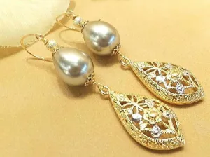 Golden Mother of Pearl Earrings