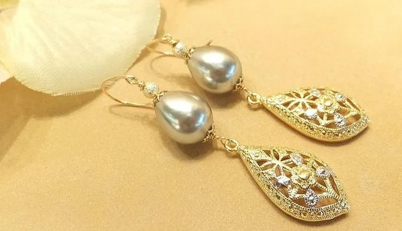 Golden Mother of Pearl Earrings