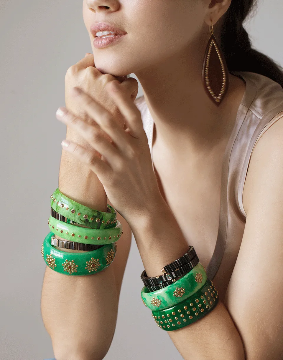 Green Citrine and Smokey Quartz Bakelite Bangle