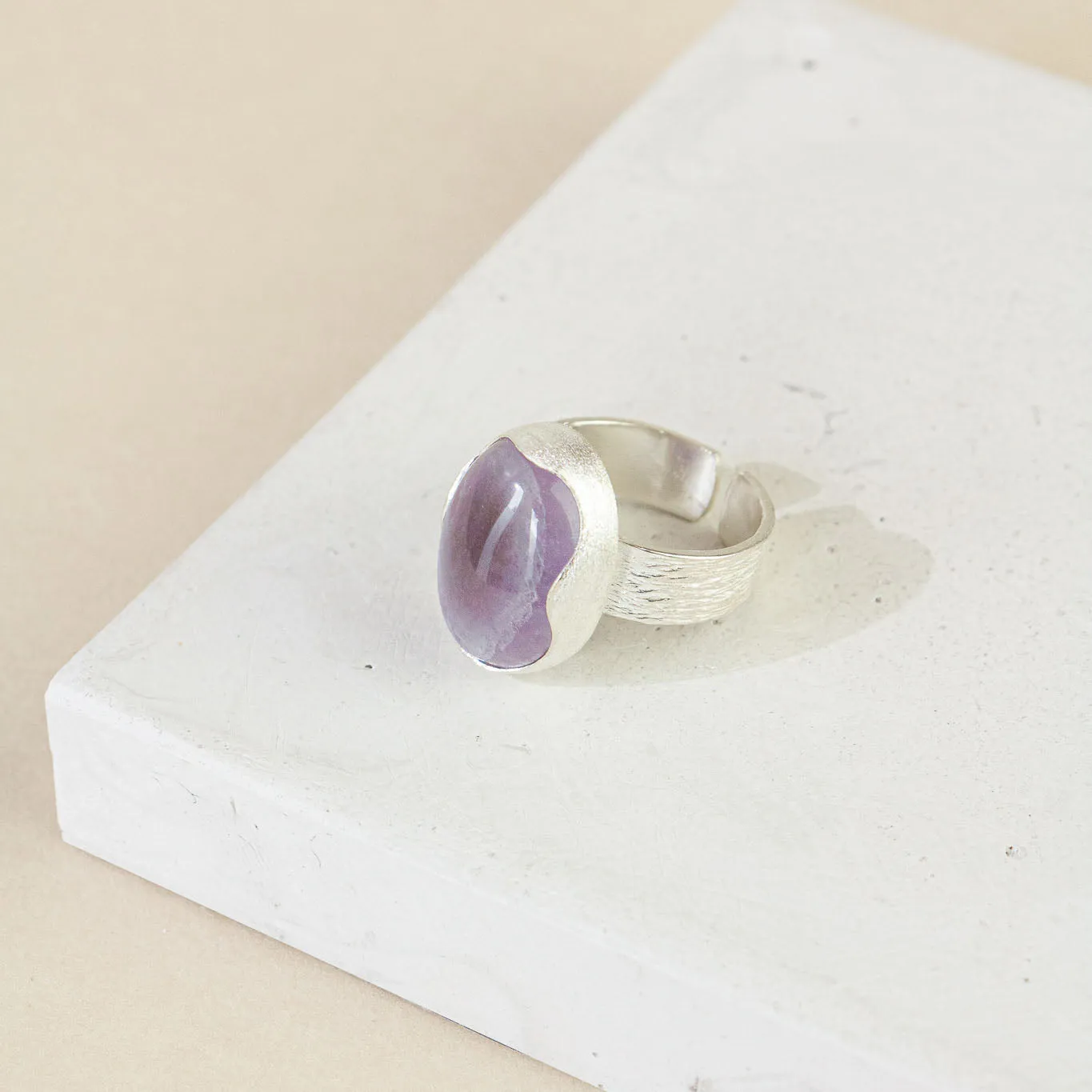 Guardian Amethyst Gemstone Ring in Sterling Silver (Adjustable)