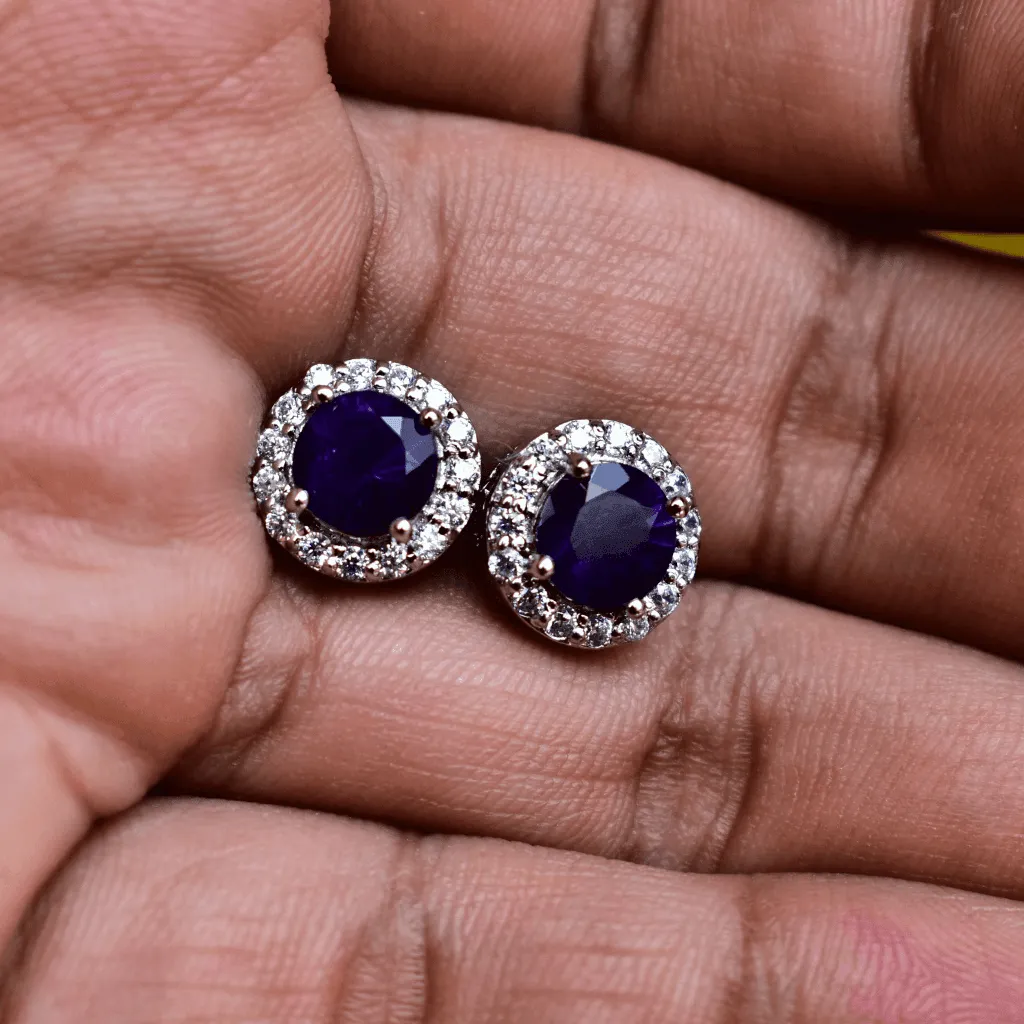 Halo Bridal - Amethyst Earrings