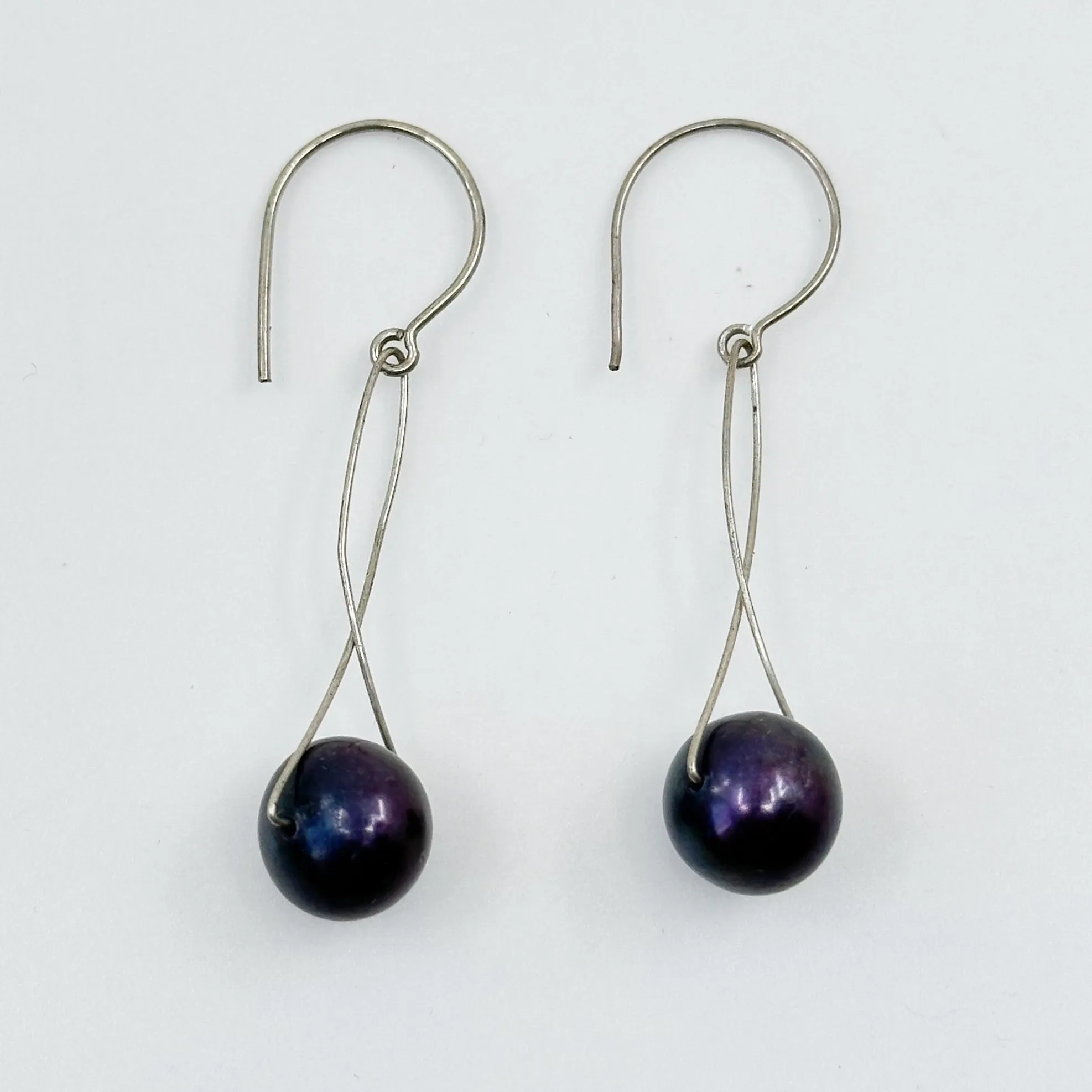 Hand Made Sterling silver pearl earrings