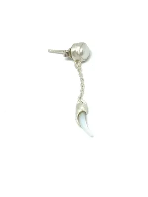 Heather Benjamin Single Silver Pearl and Mother of Pearl Stud Earring