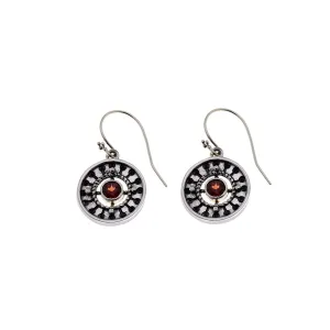 Kamon Sterling Silver And Birthstone Drop Earring