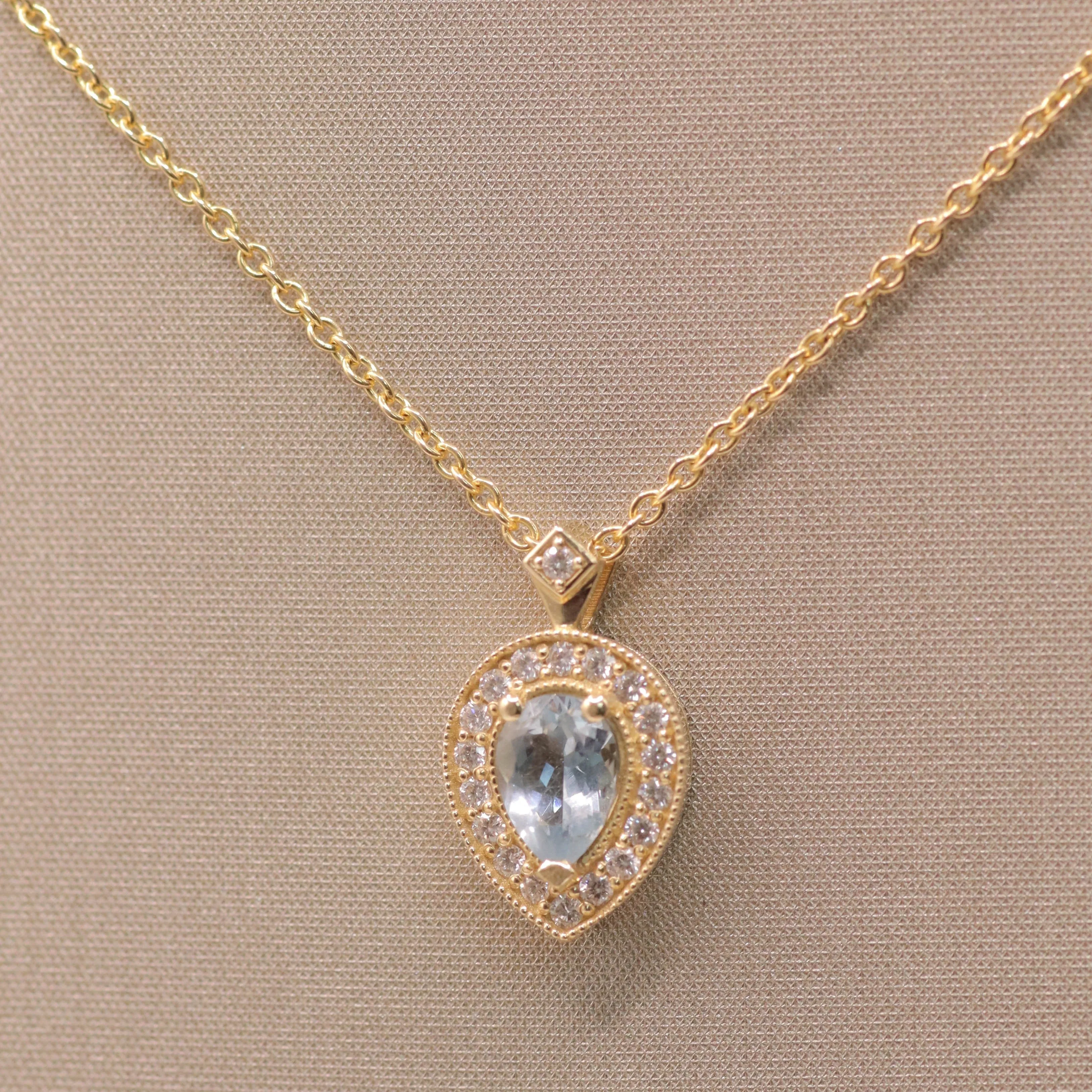 Luna Necklace With Aquamarine And Diamonds