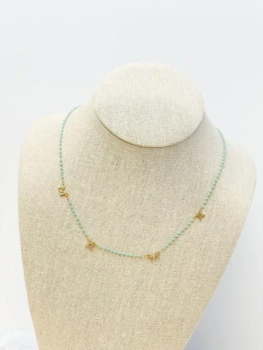 'Mama' Chain Necklace - Turquoise