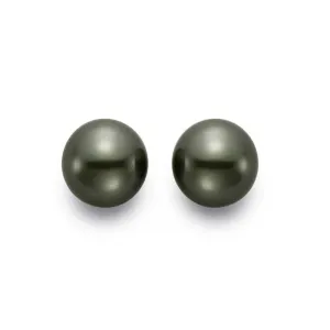 Mastoloni 9-9.5MM Black Tahitian Pearl Stud Earrings in 14K White Gold