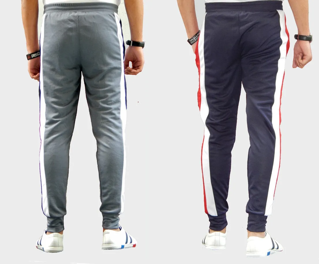 Men Colorblock Grey/Dark Blue Track Pants (Pack of 2)