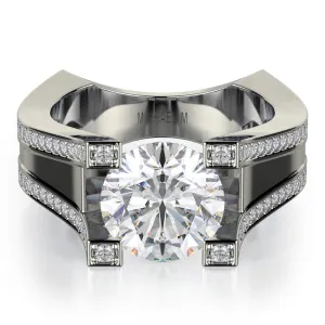 Michael M STRADA 18K White Gold Engagement Ring R757-2