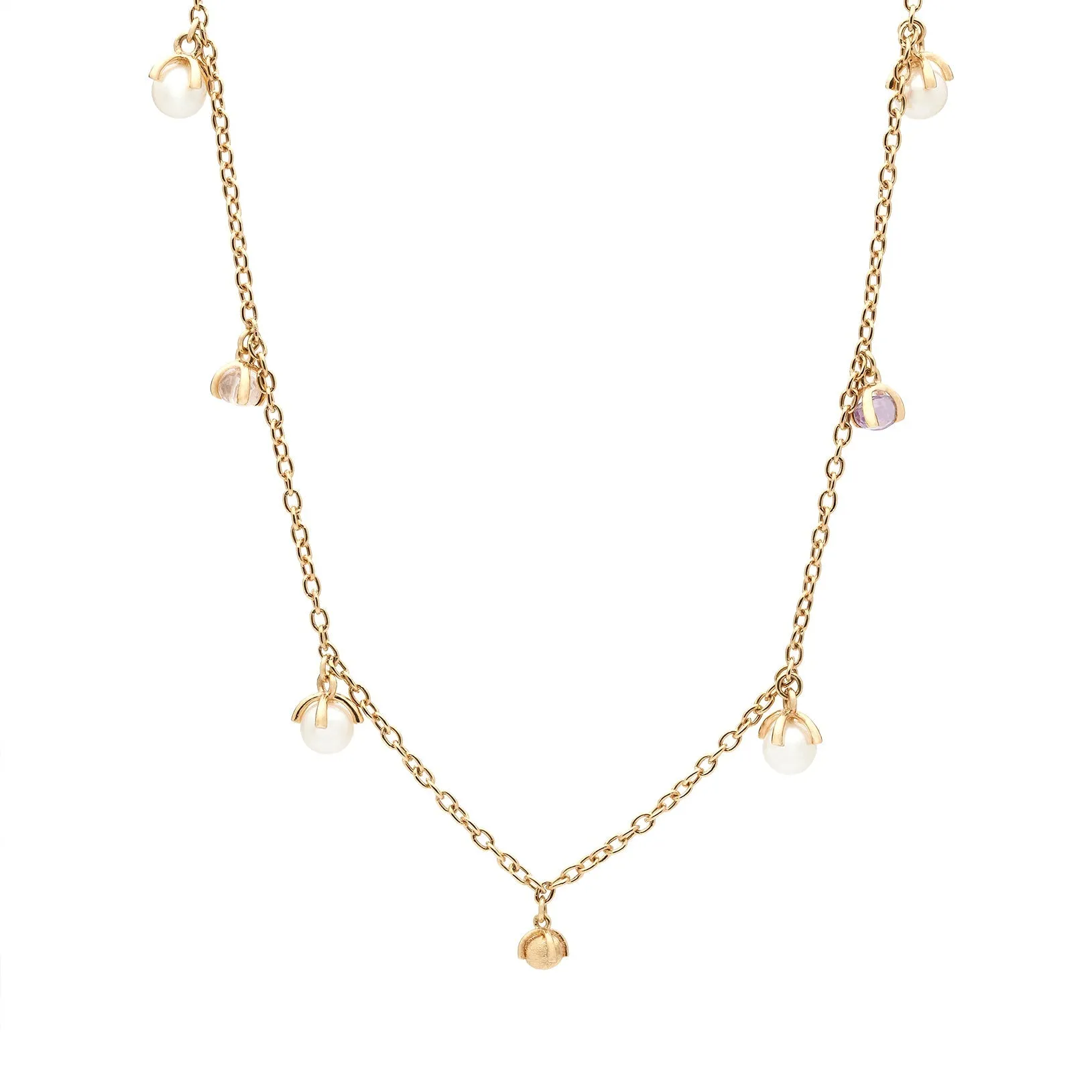 Nanis Bonbon Gem & Pearl 18Kt Yellow Gold Necklace