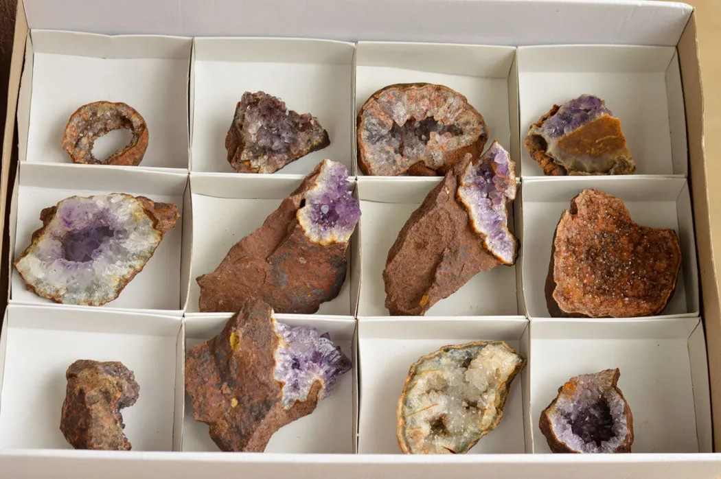 Natural Amethyst & Basalt Geode Specimens x 12 From Zululand, South Africa