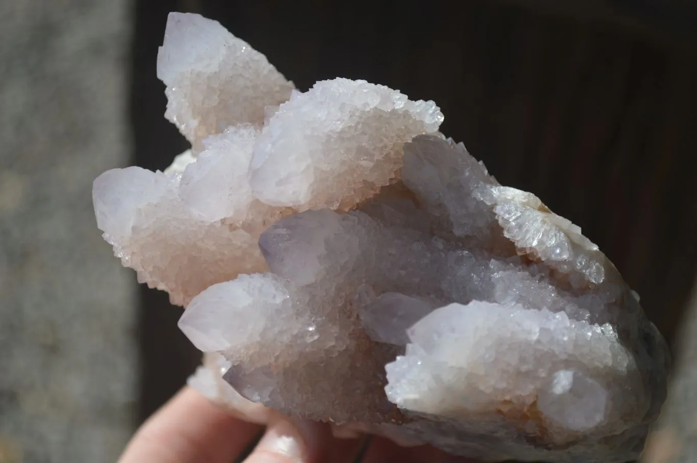 Natural Pale Spirit Ametrine Quartz Clusters x 3 From Boekenhouthoek, South Africa