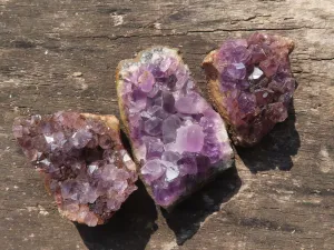 Natural Small Dark Amethyst Geode Specimens x 35 From Zululand, South Africa