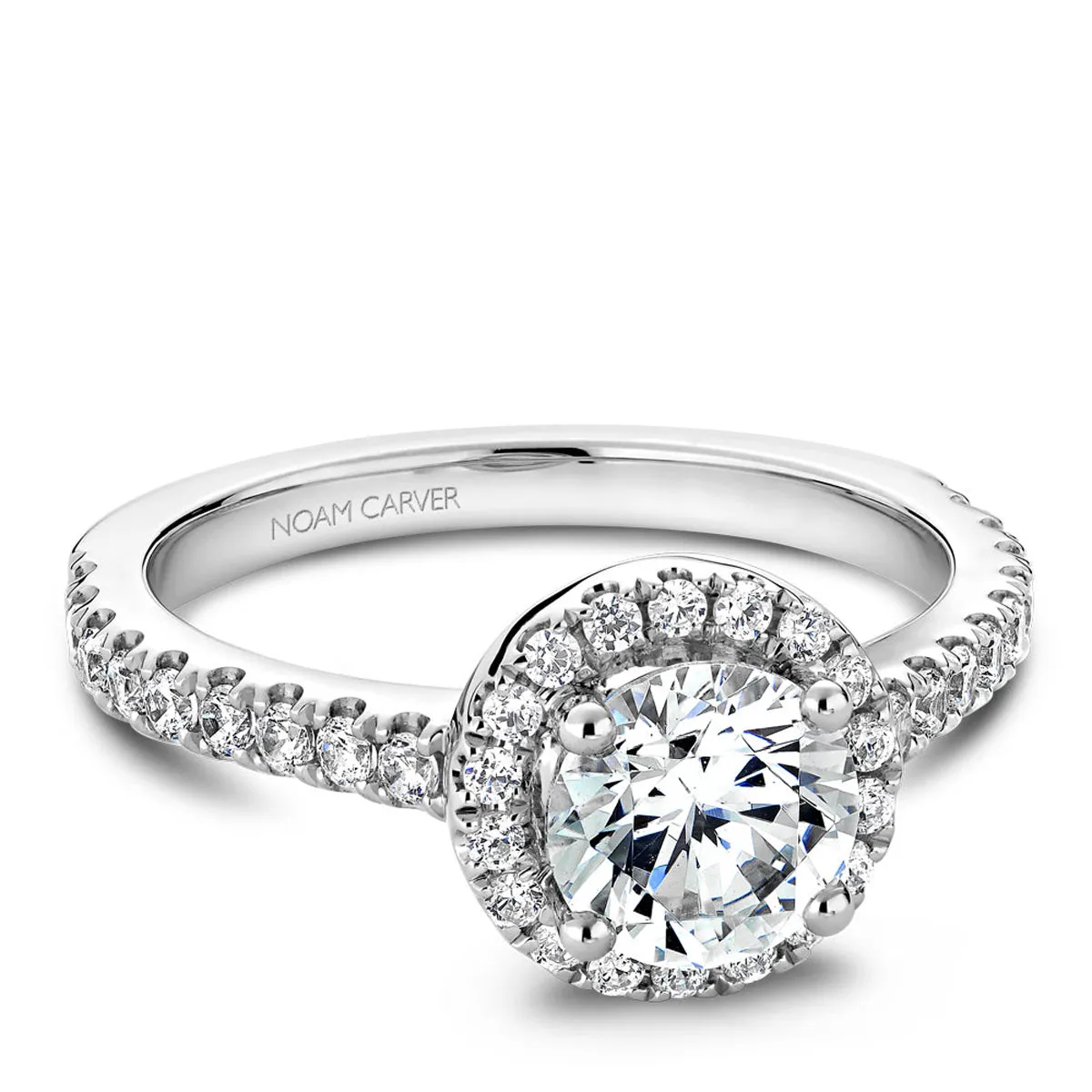 Noam Carver Halo Engagement Ring Setting in White Gold