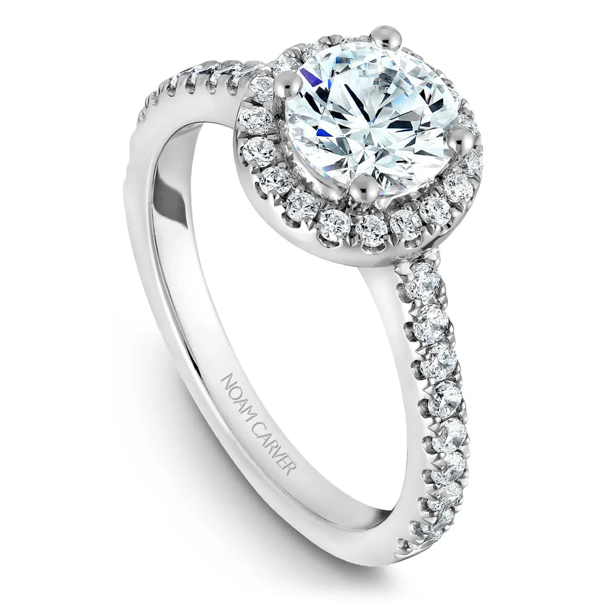 Noam Carver Halo Engagement Ring Setting in White Gold