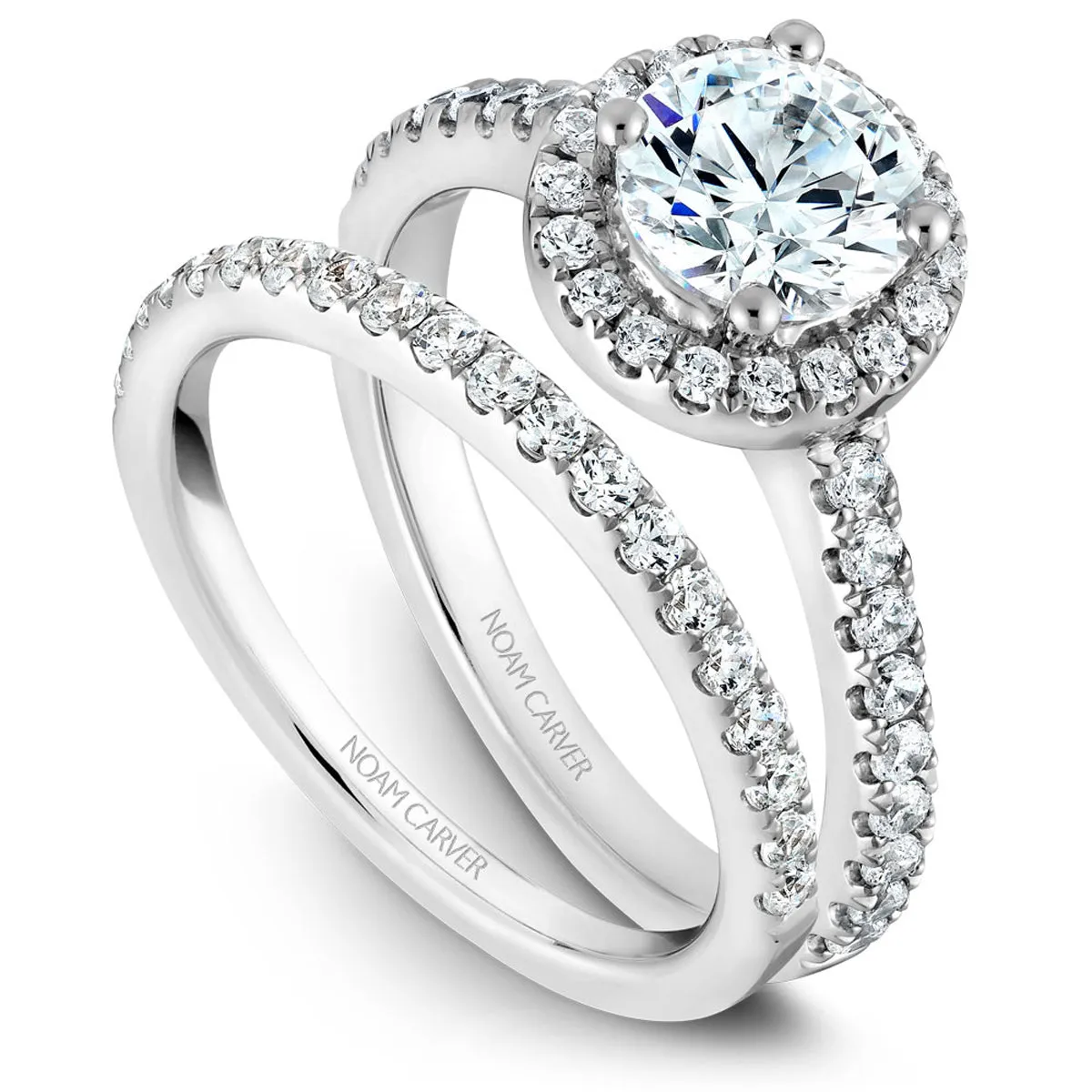 Noam Carver Halo Engagement Ring Setting in White Gold