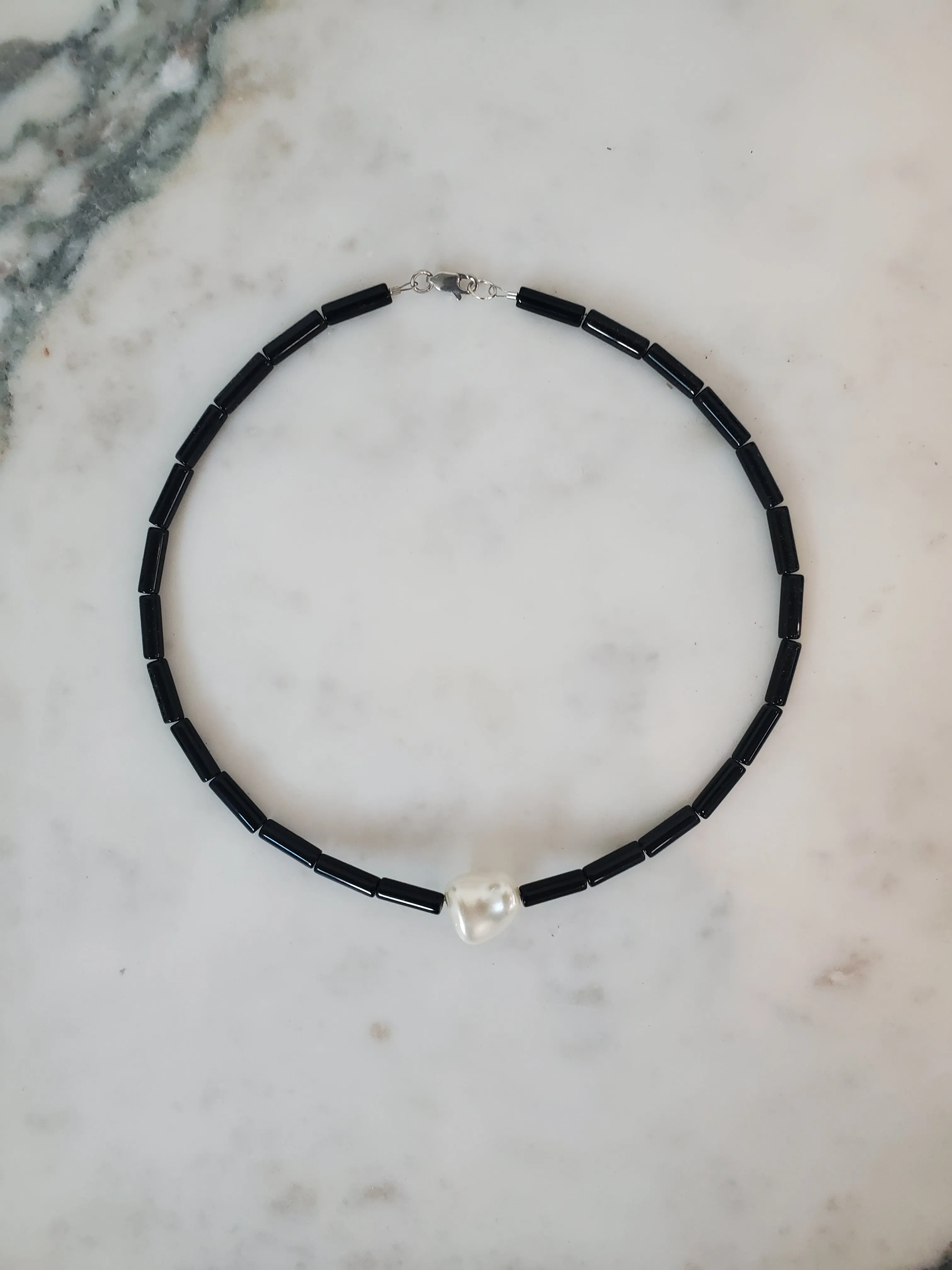 Onyx and Pearl Choker