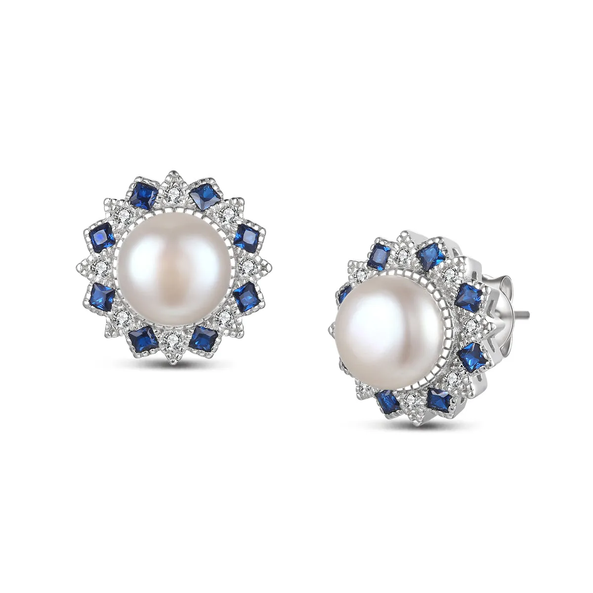 Pearl and Crystal Flower Earrings