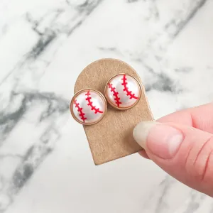 Pearl Baseball Stud Earrings