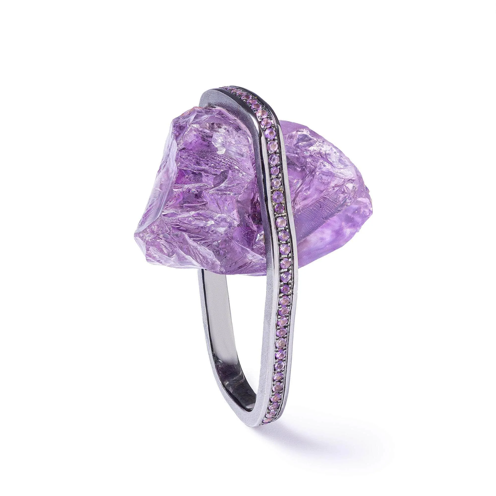 Persephone Rough Amethyst and Amethyst Ring