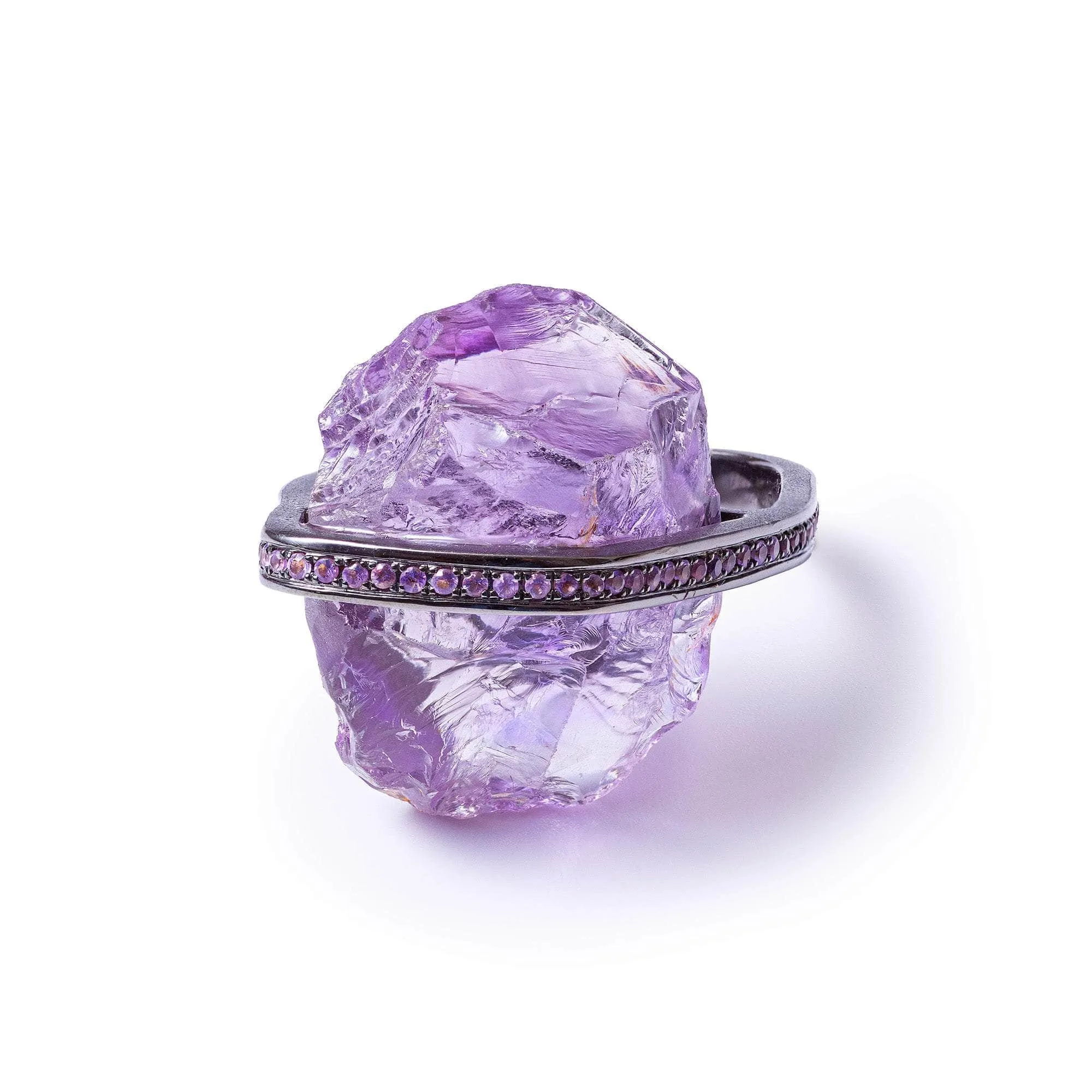 Persephone Rough Amethyst and Amethyst Ring