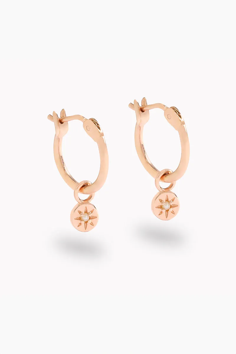 Petite Vintage Pearl Hoops - Rose Gold