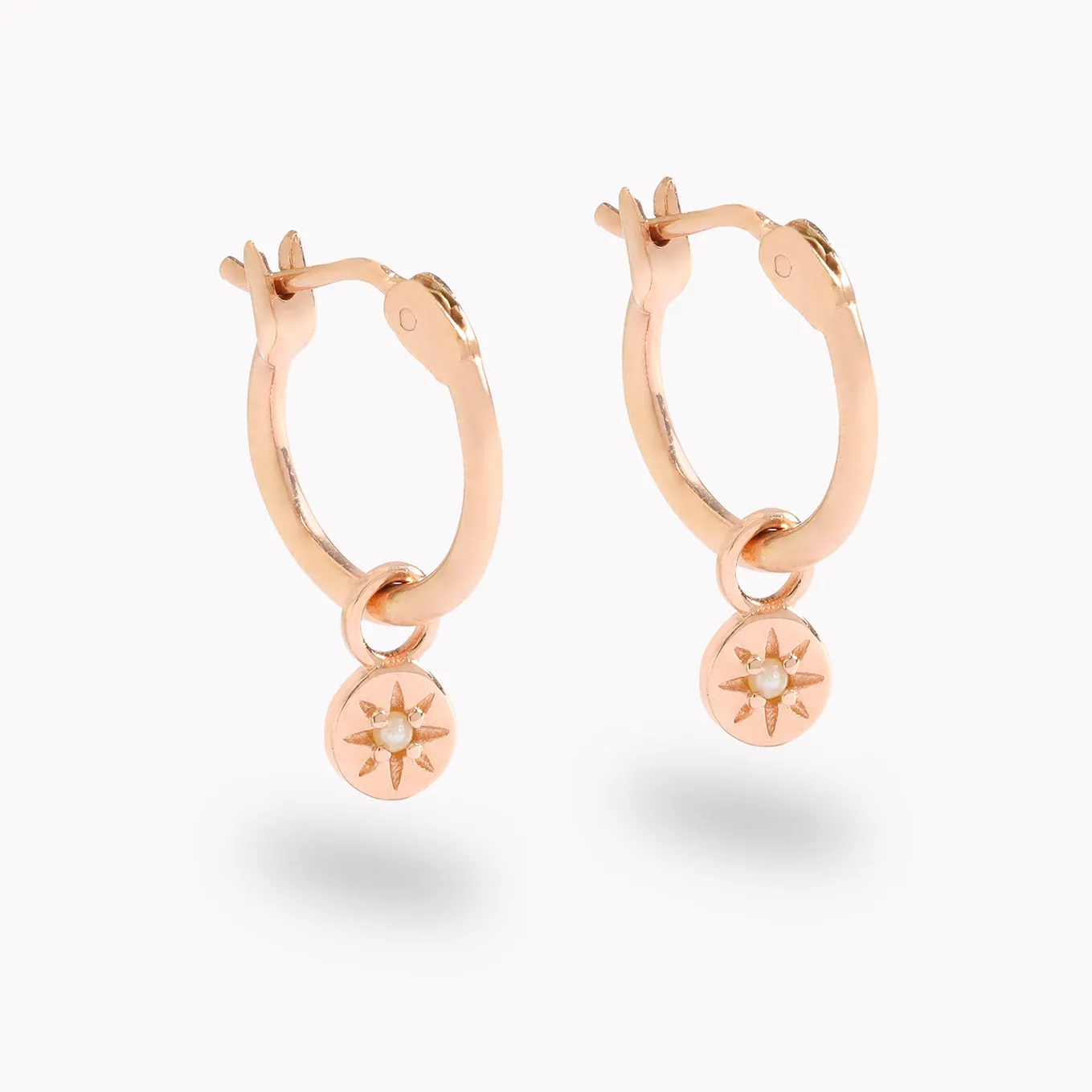 Petite Vintage Pearl Hoops - Rose Gold