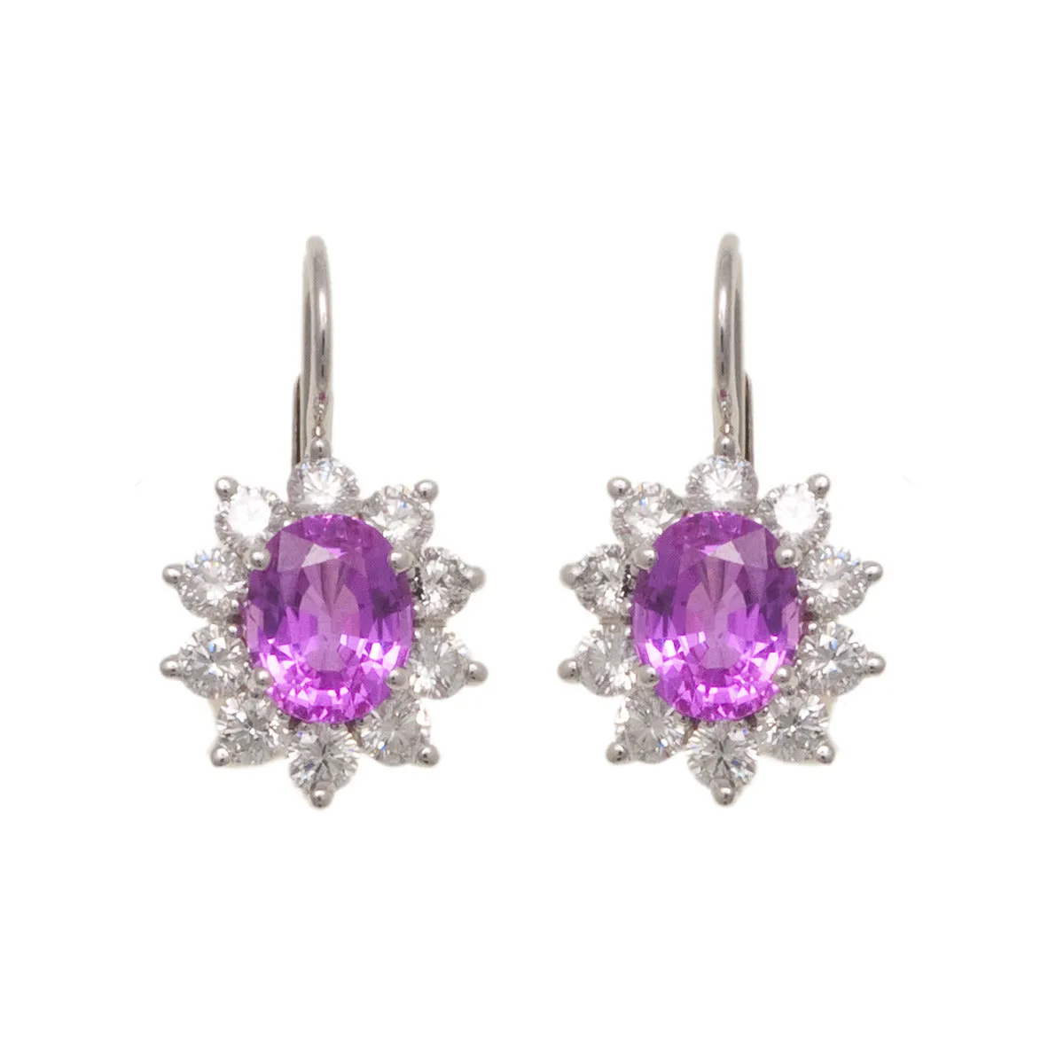 Platinum Pink Sapphire Diamond Earrings