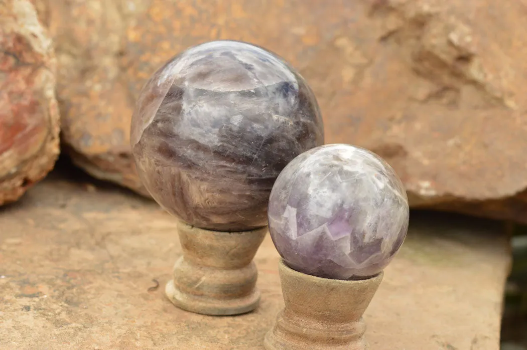 Polished Dream Amethyst Spheres x 3 From Madagascar