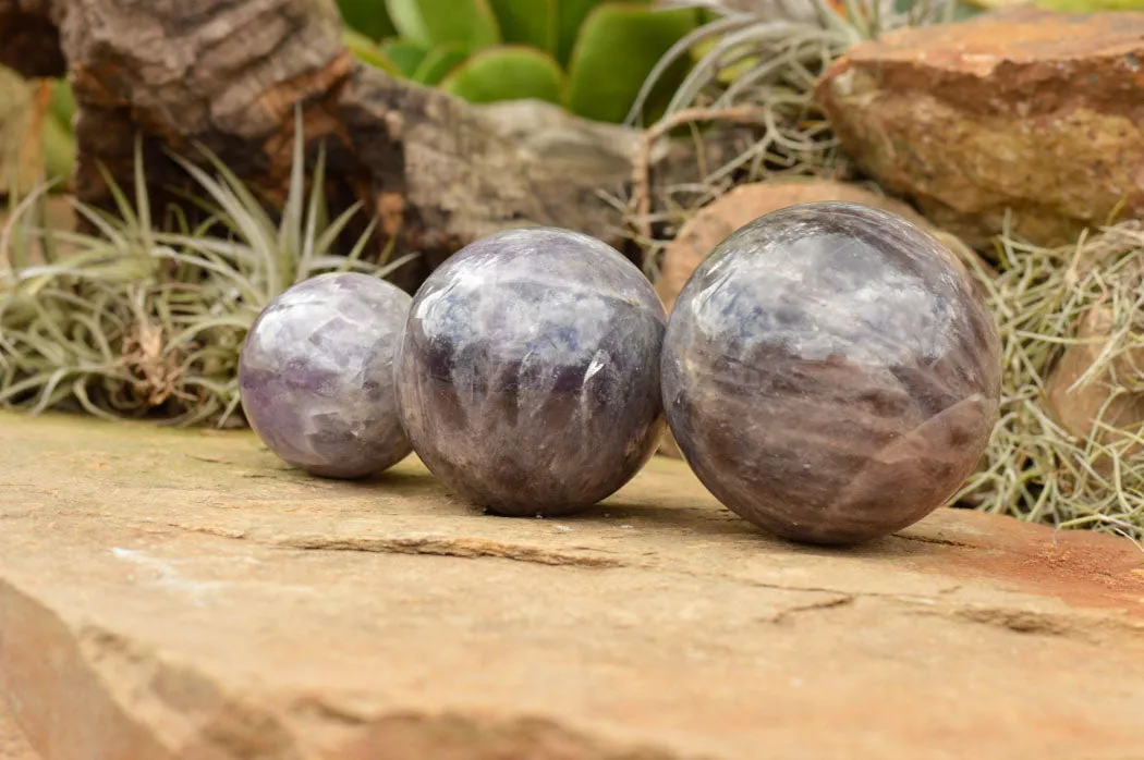 Polished Dream Amethyst Spheres x 3 From Madagascar