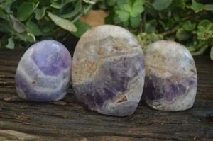 Polished Dream Amethyst Standing Free Forms x 3 From Madagascar