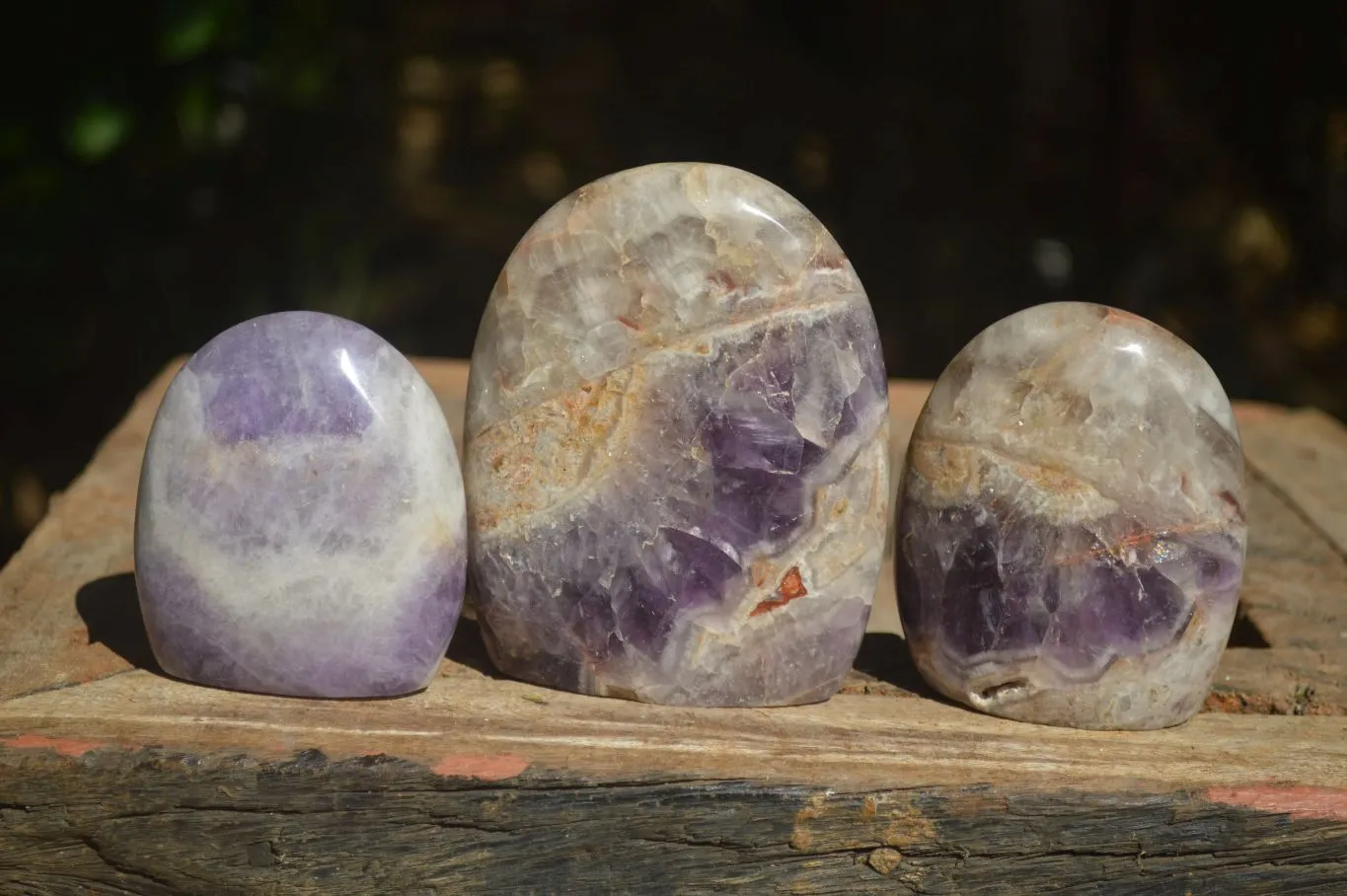 Polished Dream Amethyst Standing Free Forms x 3 From Madagascar