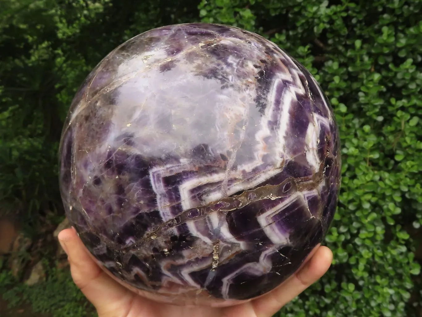 Polished Giant Flower Amethyst Sphere With Custom Metal Stand x 1 From Zambia