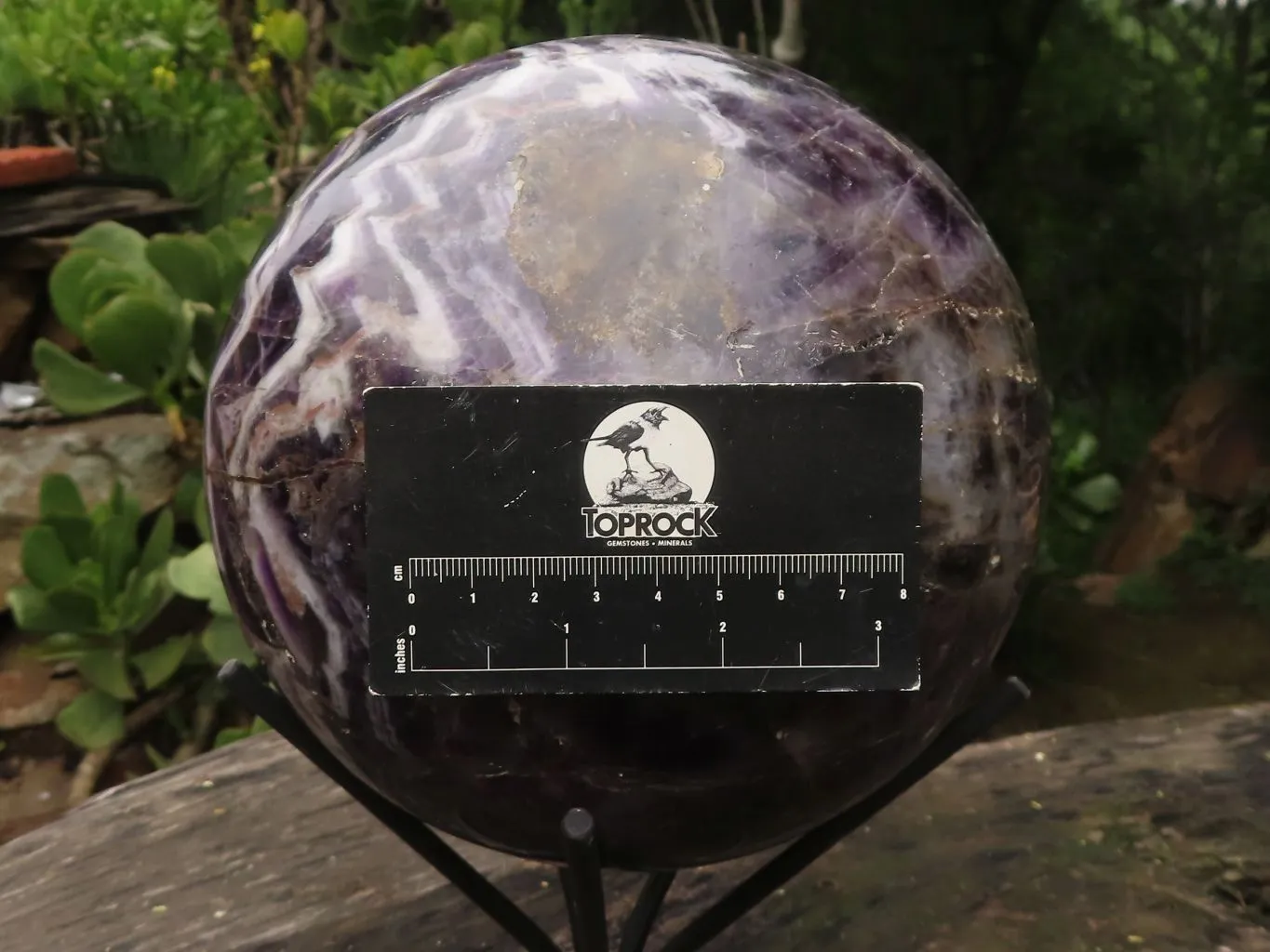 Polished Giant Flower Amethyst Sphere With Custom Metal Stand x 1 From Zambia