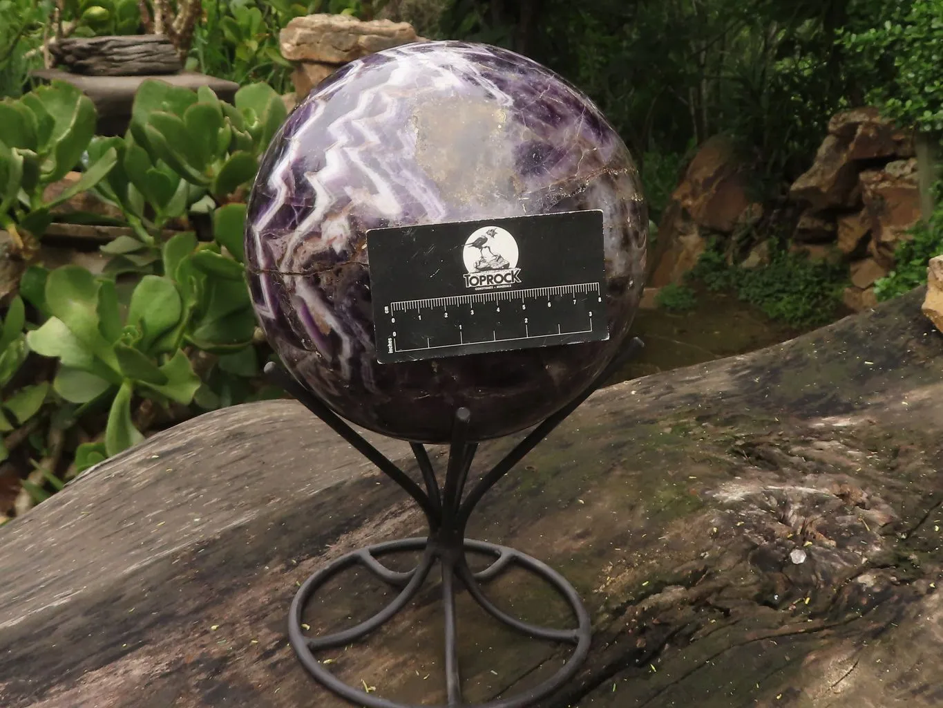 Polished Giant Flower Amethyst Sphere With Custom Metal Stand x 1 From Zambia