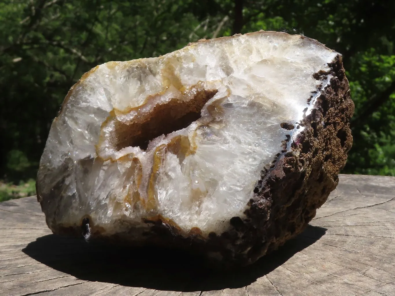 Polished Large Crystal Centred Agate Geode With Carnelian Colouration x 1 From Zululand, South Africa