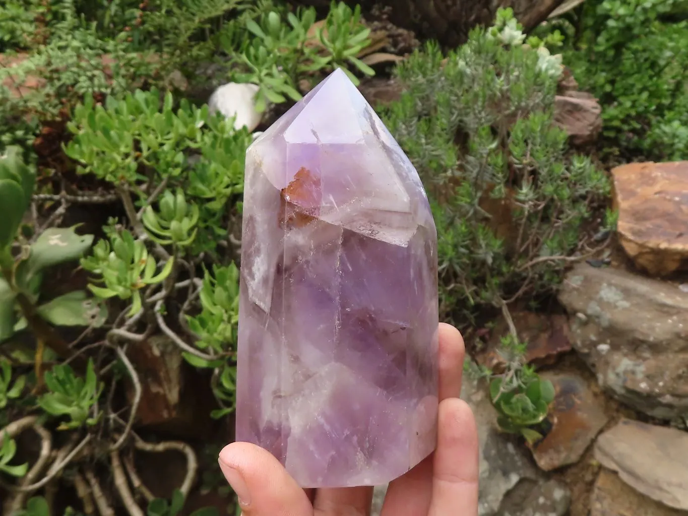 Polished Smokey Dream Amethyst Points x 2 From Madagascar