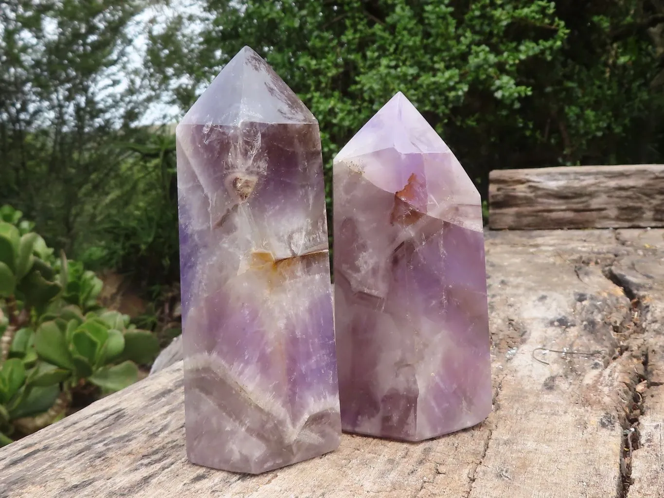 Polished Smokey Dream Amethyst Points x 2 From Madagascar