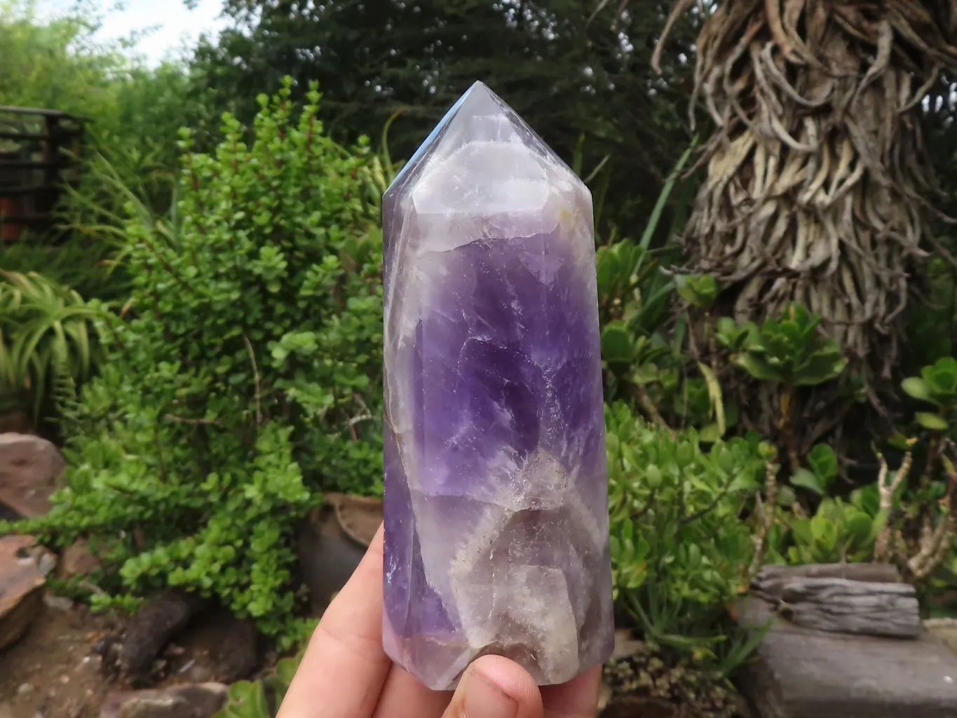 Polished Smokey Dream Amethyst Points x 2 From Madagascar