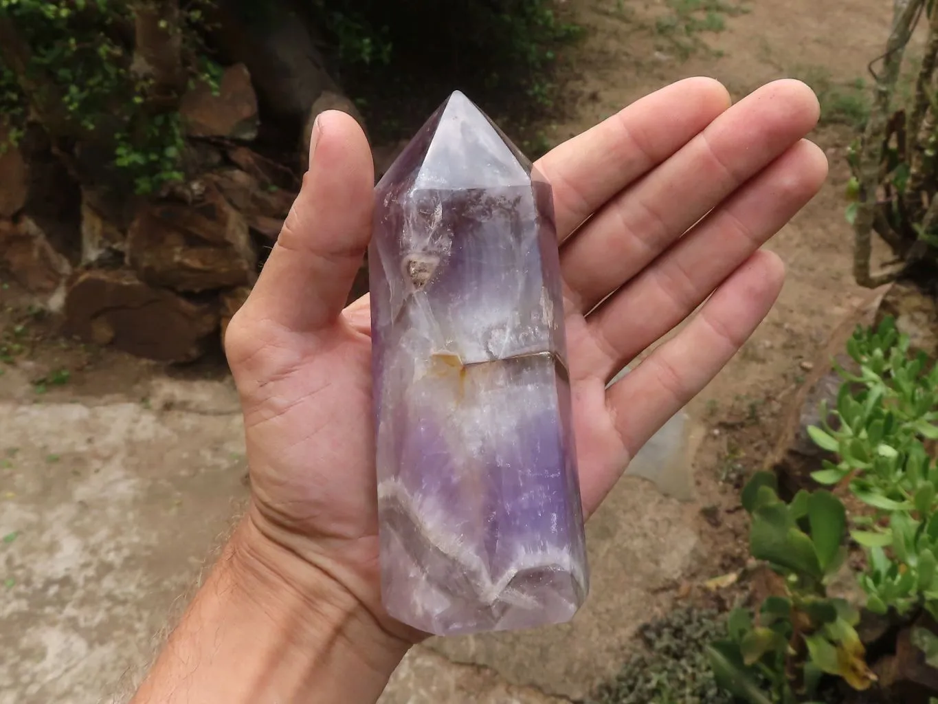 Polished Smokey Dream Amethyst Points x 2 From Madagascar