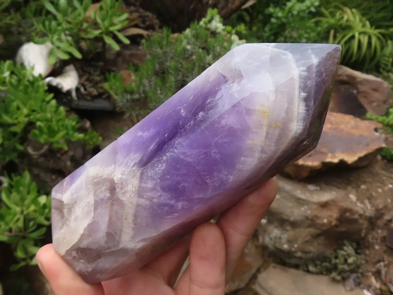 Polished Smokey Dream Amethyst Points x 2 From Madagascar