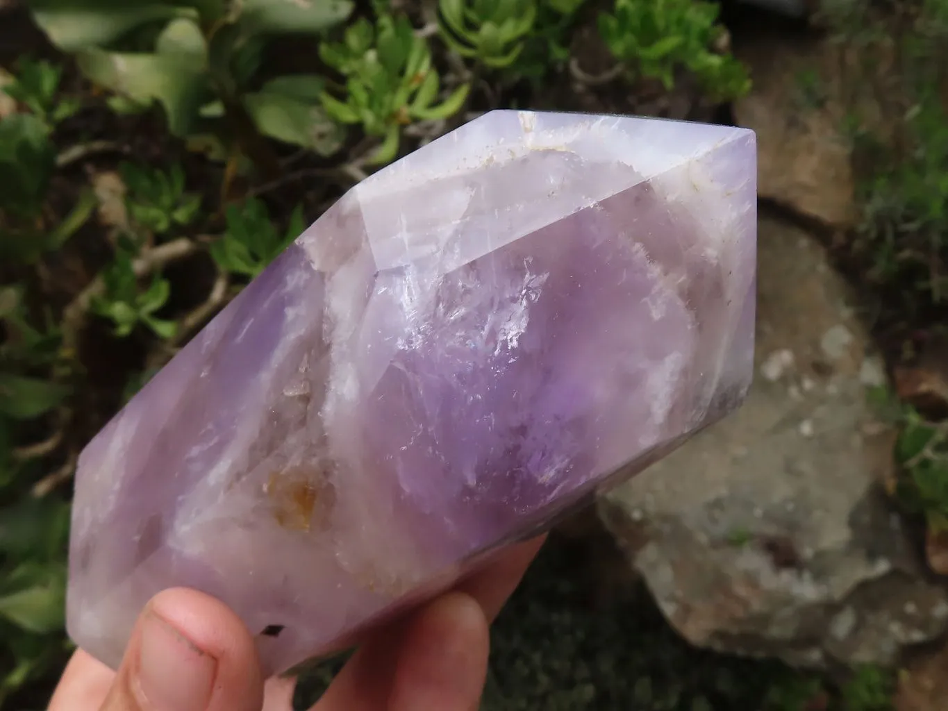 Polished Smokey Dream Amethyst Points x 2 From Madagascar