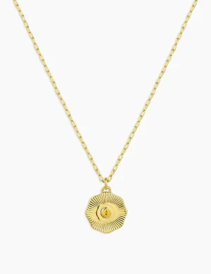 Power Birthstone Coin Necklace (November), Gold/Citrine