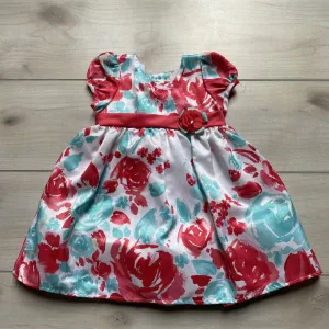 Rare Editions White Coral & Aqua Flower Polyester Dress