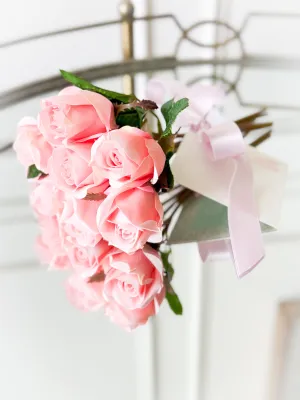 Rose Bouquet With Satin Ribbon And Card