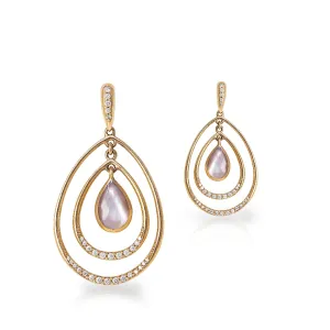 Rose Gold & Pink Mother of Pearl Triple Tear Drop Earrings