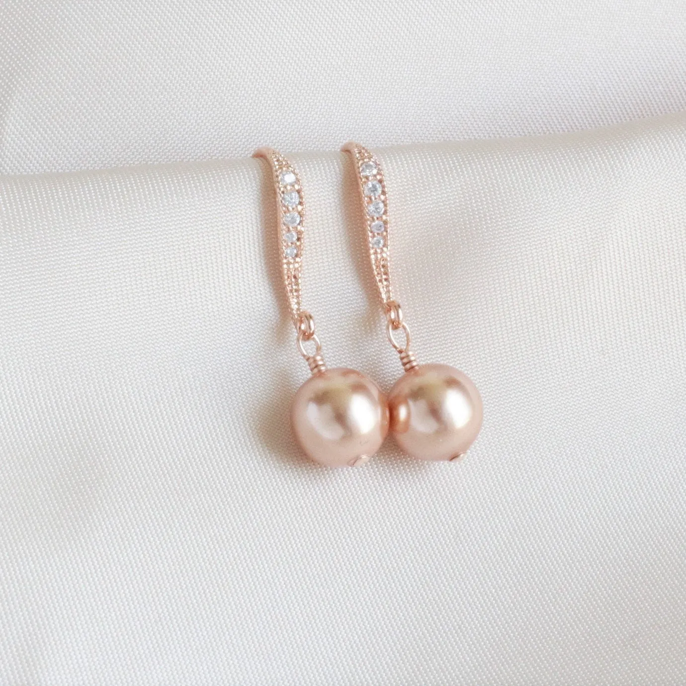 Rose Gold Pearl Earrings