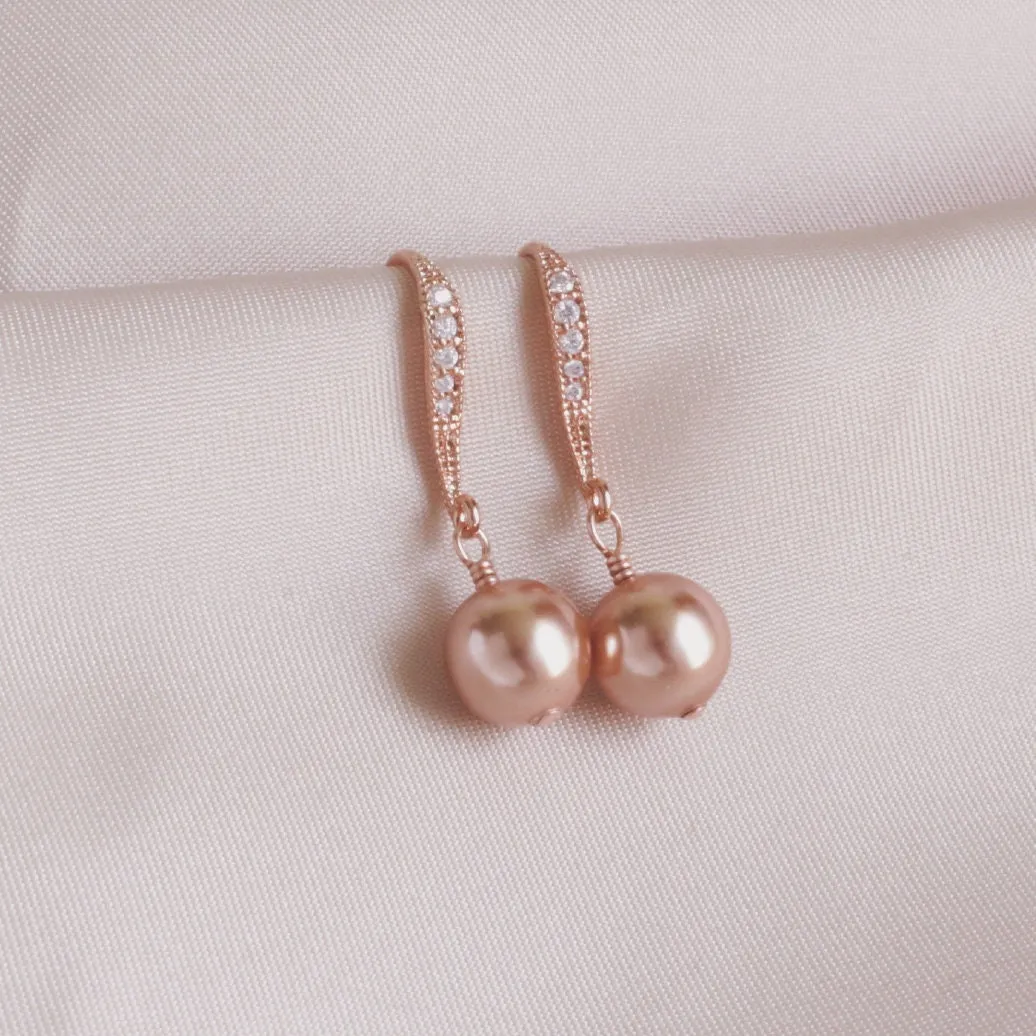 Rose Gold Pearl Earrings