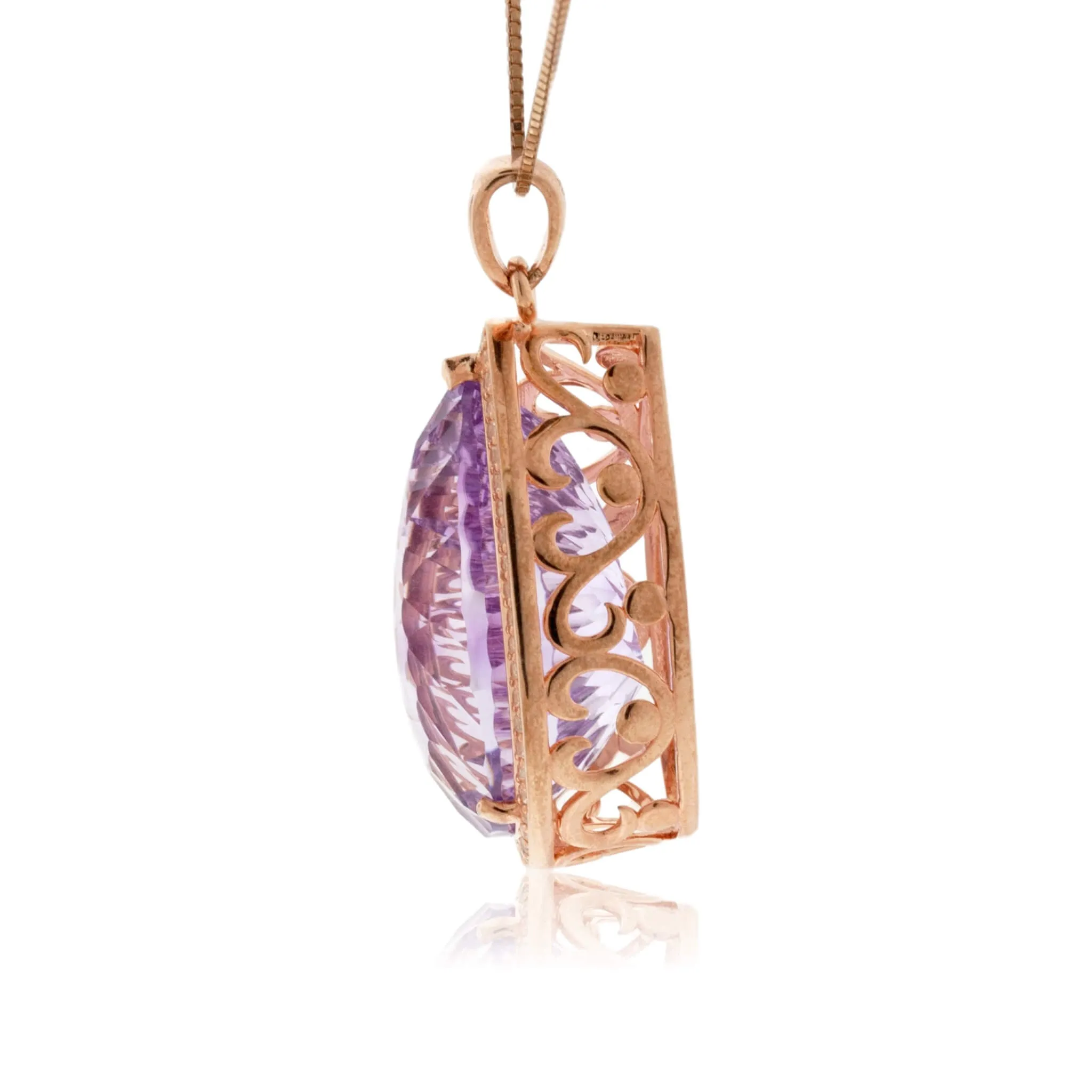 Rose Gold Plated Pear Shape Amethyst Pendant